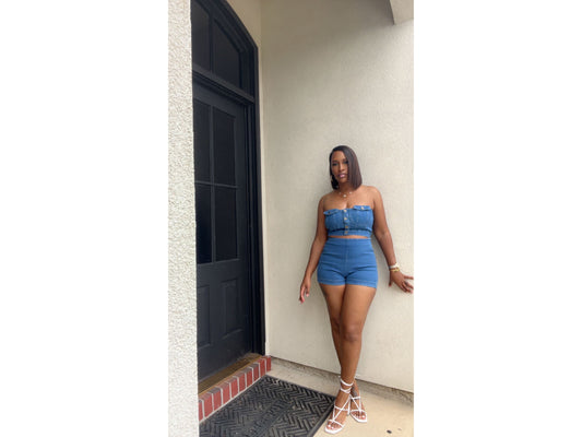 Denim Shorty Set